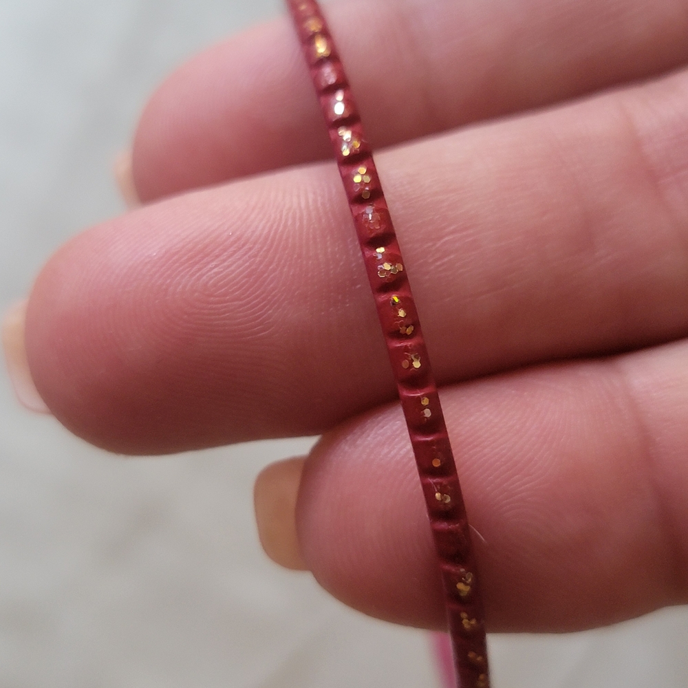 Small Textured Red Enamel Women's Bangle Bracelet